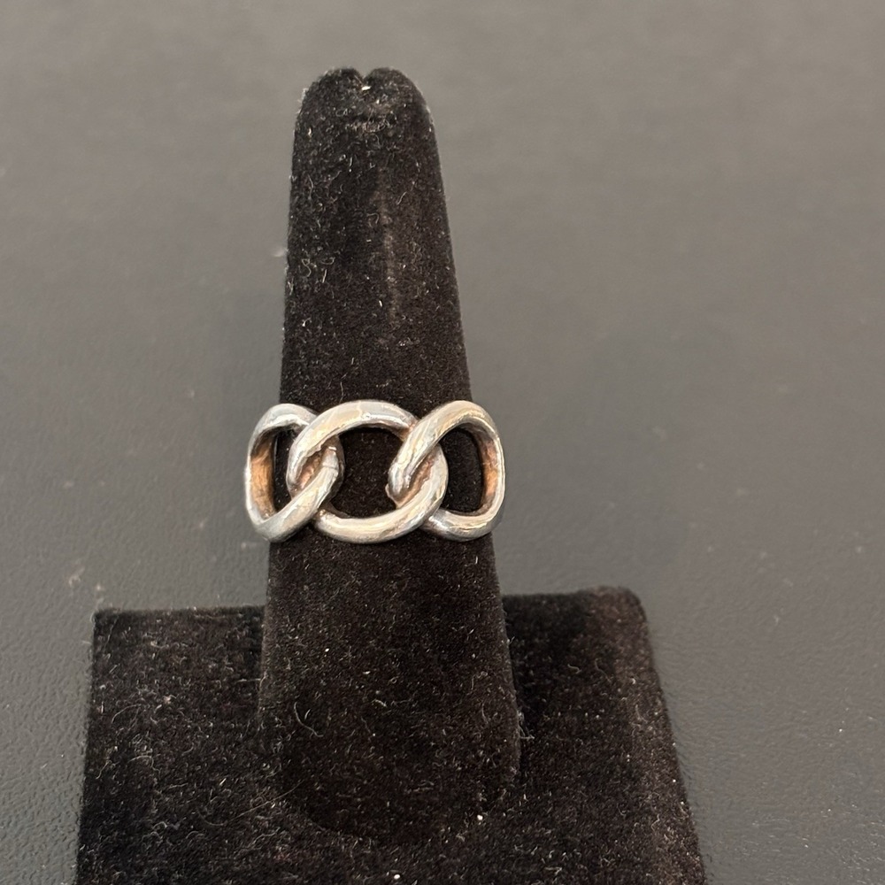 Vintage Taxco Mexico Sterling Silver Signed Link Band RIng Size 9